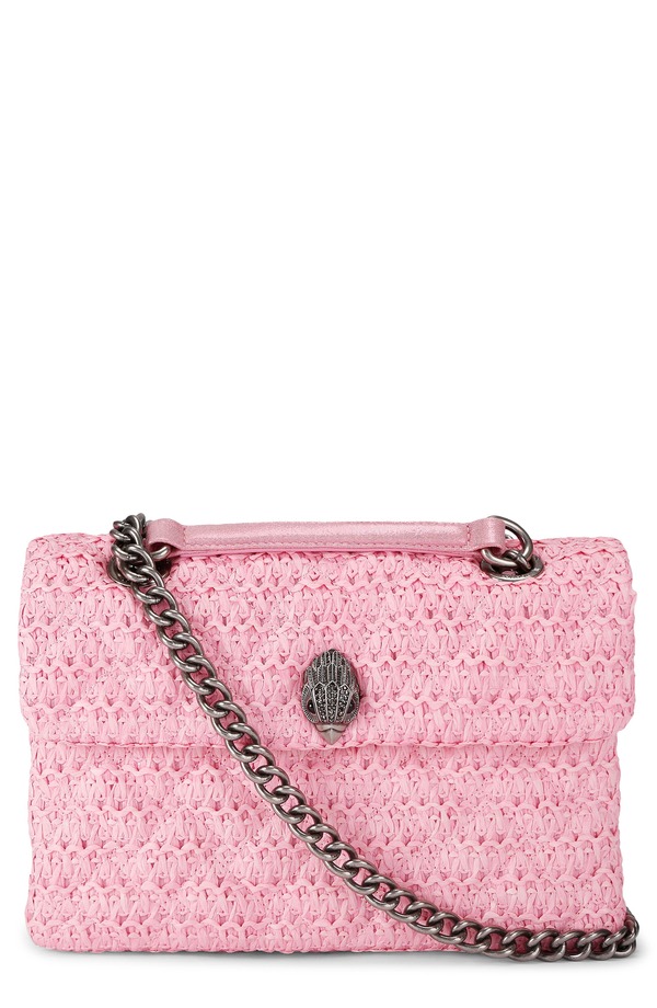 カートジェイガーロンドン レディース バッグ Kurt Geiger London Kensington Raffia Convertible Shoulder Bag PINK ピンク|ReVida 店
