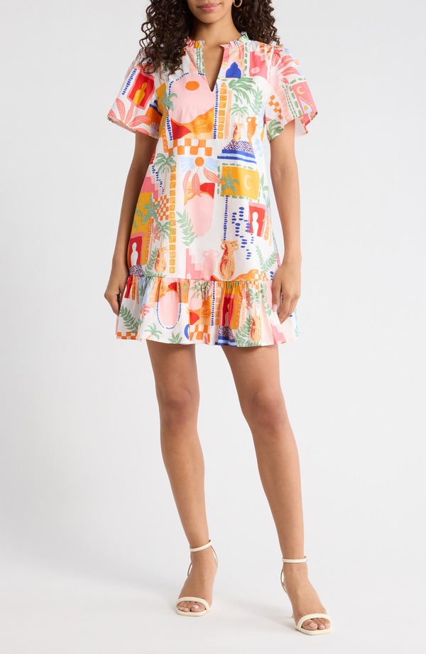 シュガーリップス レディース トップス ワンピース ミニ SUGARLIPS Petrolia Town Celeste Minidress ORANGE-PINK-WHITE ホワイト｜ReVida 店