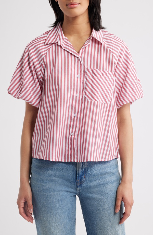 ビーチランチラウンジ レディース トップス シャツ beachlunchlounge Biance Bubble Sleeve Button-Up Top FLAMENCO｜ReVida 店