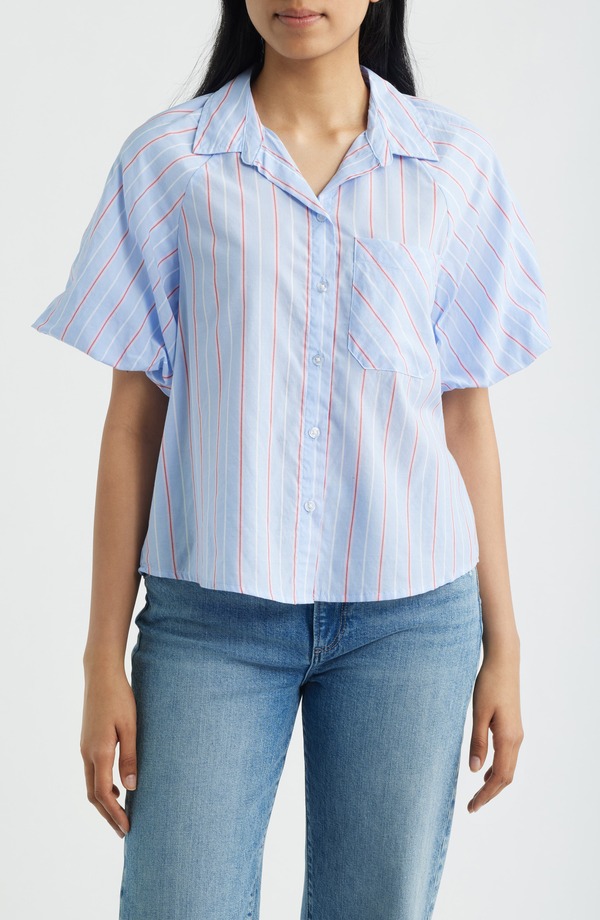 ビーチランチラウンジ レディース トップス シャツ beachlunchlounge Biance Bubble Sleeve Button-Up Top MISTY COVE｜ReVida 店
