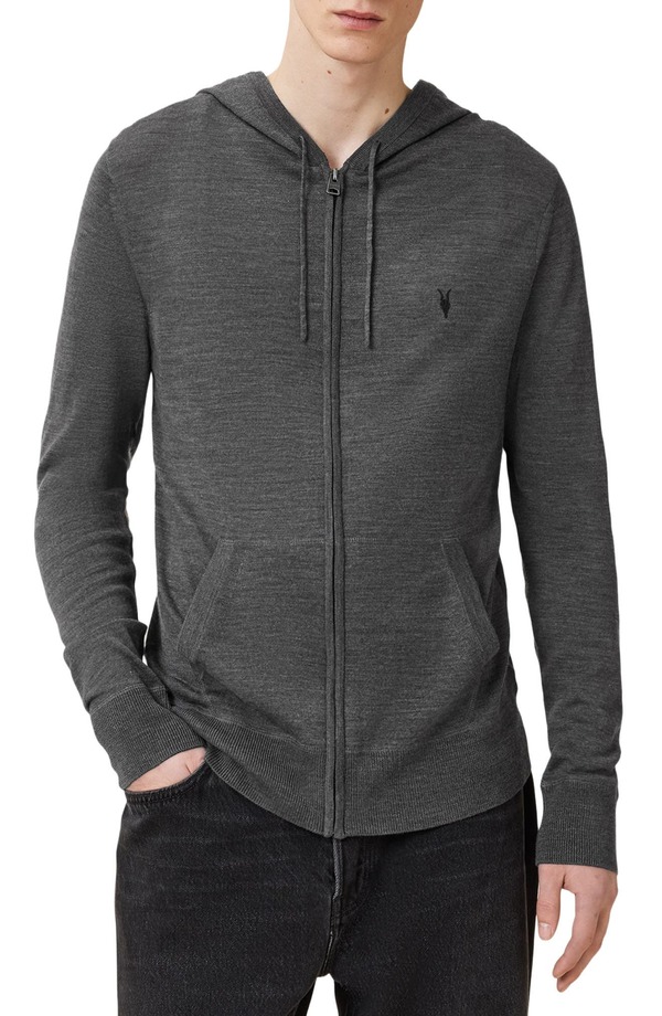 オールセインツ メンズ アウター パーカー・スウェット ウール AllSaints Mode Merino Wool Hoodie Monument Grey グレー|ReVida 店