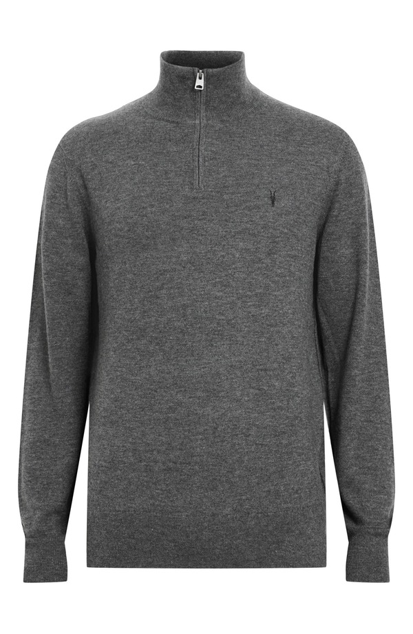 オールセインツ メンズ アウター パーカー・スウェット ハーフジップ スタンドネック ウール セーター AllSaints Kilburn Funnel Neck Wool Blend Quarter Zip Sweater Carter Grey グレー|ReVida 店