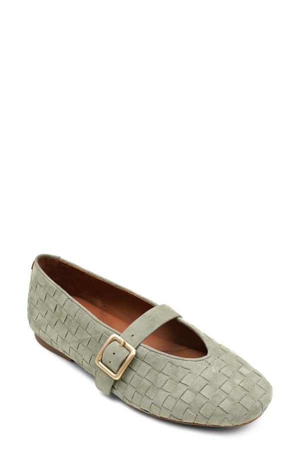ジェントルソウルズ レディース シューズ パンプス Gentle Souls Winifred Woven Mary Jane Flat Silver Sage Suede サルヴィア