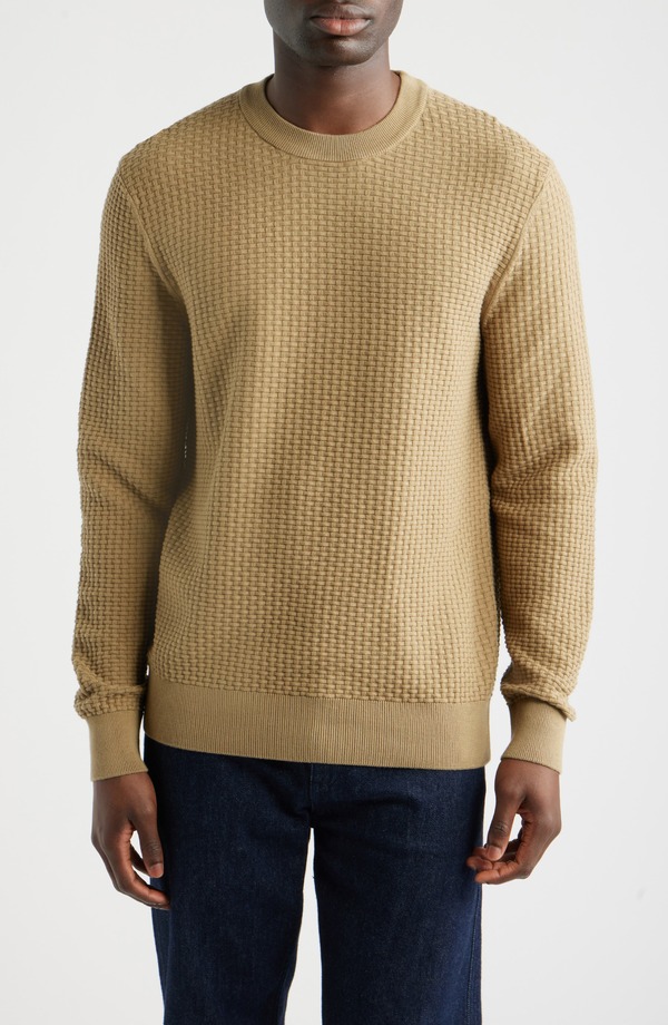 ボス メンズ アウター パーカー・スウェット セーター BOSS Imberto Textured Sweater Dark Beige ベージュ