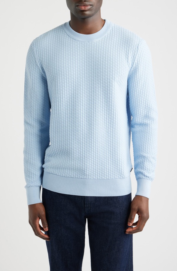 ボス メンズ アウター パーカー・スウェット セーター BOSS Imberto Textured Sweater Light Pastle Blue ブルー