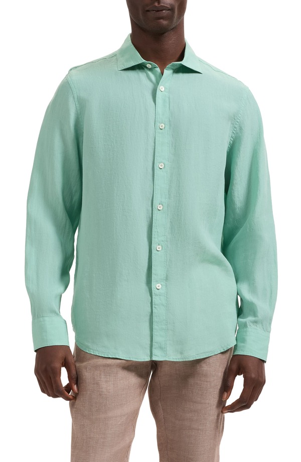 ブガッチ メンズ トップス シャツ リネン Bugatchi Axel Shaped Fit Linen Button-Up Shirt Menthol 34,320円