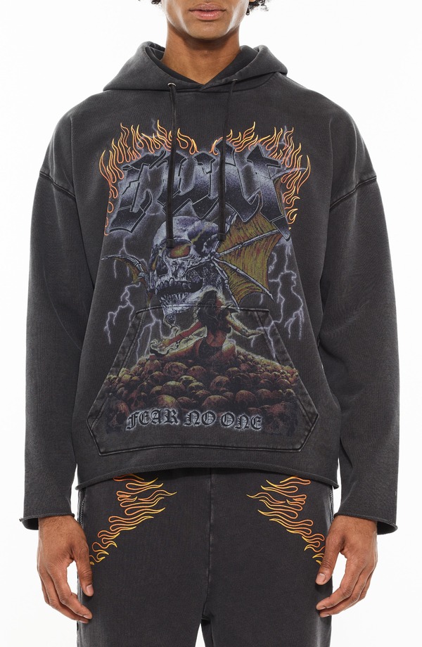 カルト オブ インディビジュアリティ メンズ アウター パーカー・スウェット シャツ グラフィック Cult of Individuality Graphic Hoodie Sweatshirt Vintage Charcoal チャコール|ReVida 店