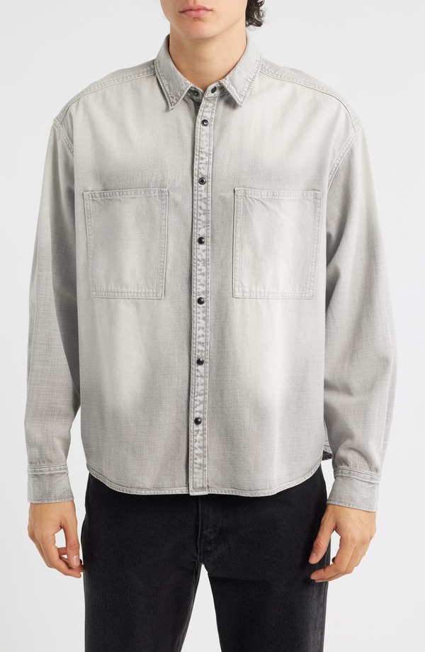 オールセインツ メンズ トップス プルオーバー ジーンズ AllSaints Al Denim Button-Up Shirt Light Grey 薄墨色