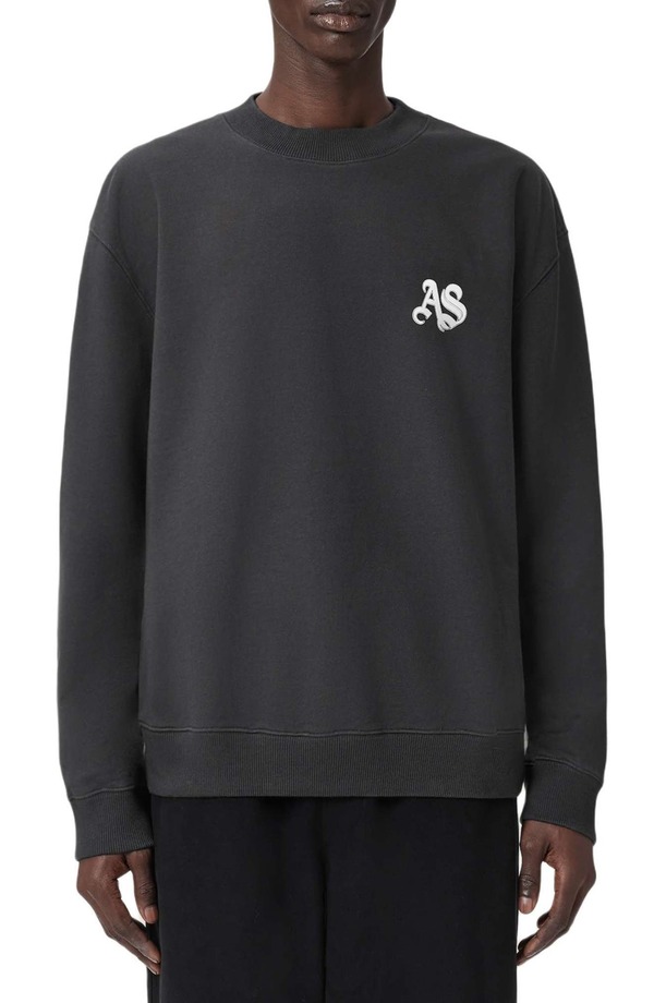 オールセインツ メンズ アウター パーカー・スウェット クルーネック シャツ コットン AllSaints Icon Oversize Cotton Crewneck Sweatshirt Washed Black ブラック