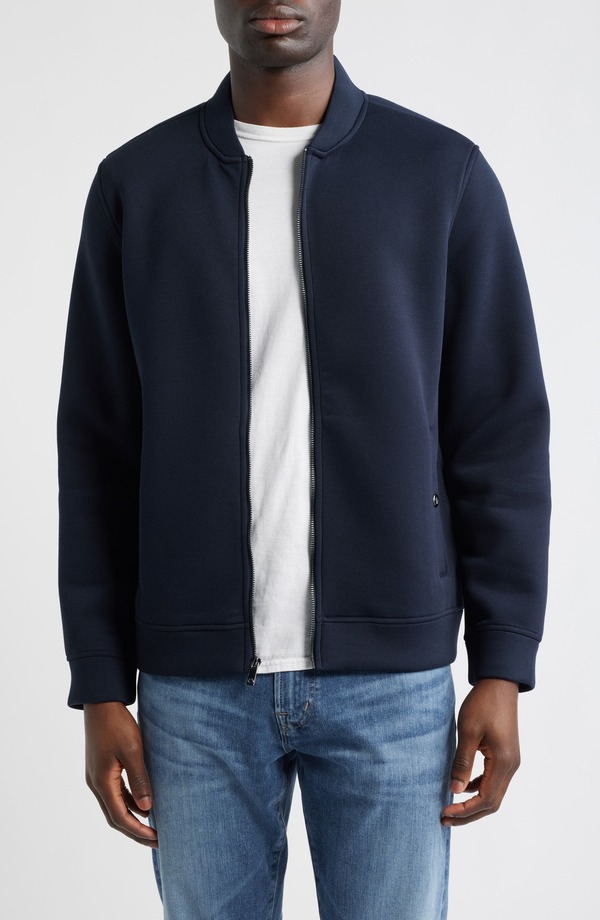 ジョンストンアンドマーフィー メンズ アウター ジャケット・ブルゾン ニット Johnston & Murphy Knit Bomber Jacket Navy ネイビー｜ReVida 店