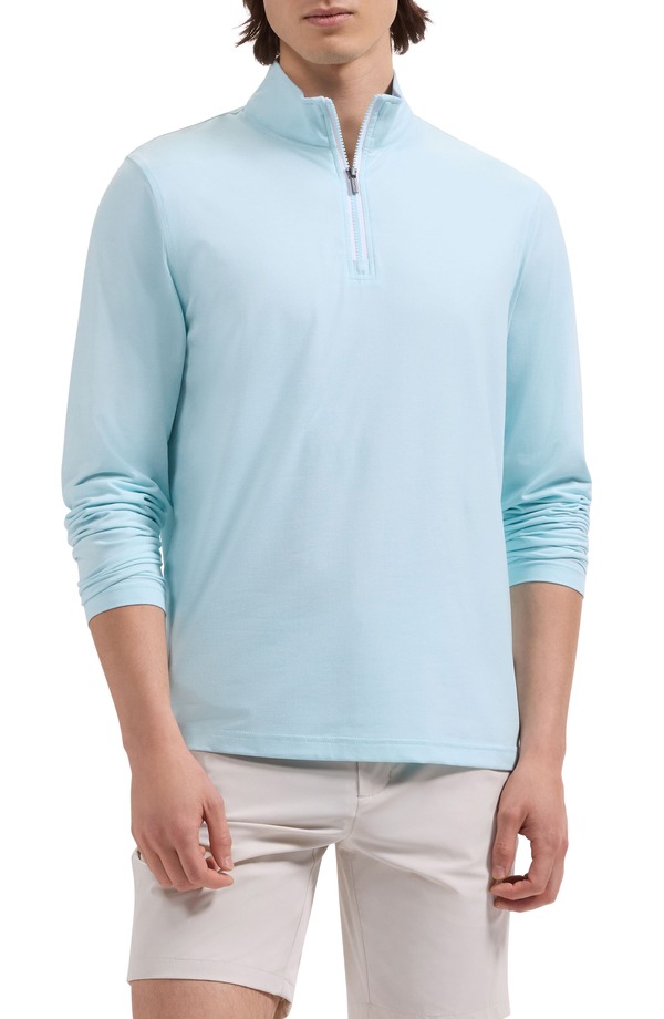 ブガッチ メンズ アウター パーカー・スウェット ハーフジップ Bugatchi Mlange Quarter Zipullover Aqua アクア