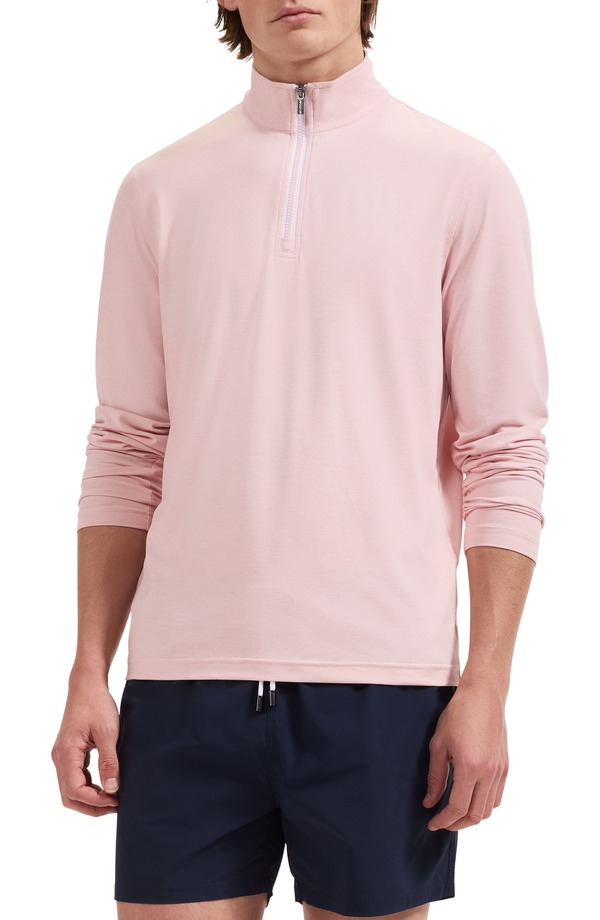 ブガッチ メンズ アウター パーカー・スウェット ハーフジップ Bugatchi Mlange Quarter Zipullover Pink ピンク