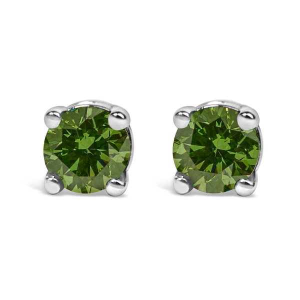 ハウスオブブリリアンス レディース アクセサリー ピアス・イヤリング Haus of Brilliance Silver 1/4 Ct Green Diamond Classic Stud Earrings White ホワイト｜ReVida 店