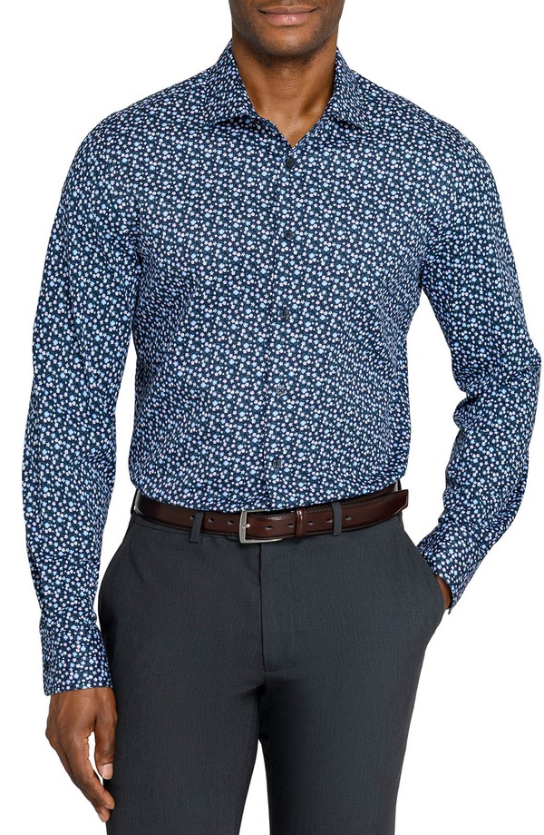 ダブリューアールケー メンズ トップス シャツ スリムフィット フラワー柄 フラワー W.R.K Slim Fit Floral Stem Reworked Button-Up Shirt NAVY ネイビー｜ReVida 店 30,420円
