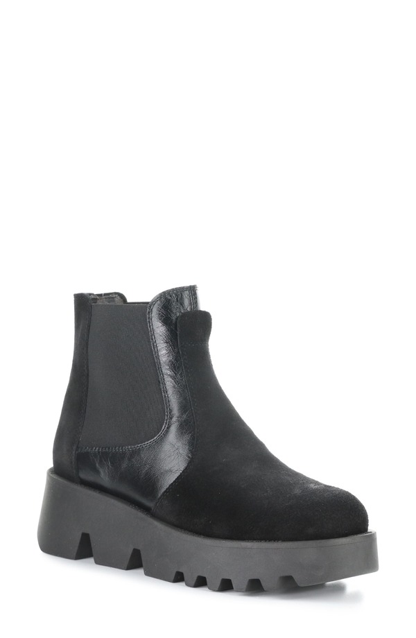 フライロンドン レディース シューズ ブーツ・レインブーツ チェルシーブーツ チェルシー Fly London Zinp Wedge Chelsea Boot (Women) 000 BLACK OIL SUEDE ブラック｜ReVida 店