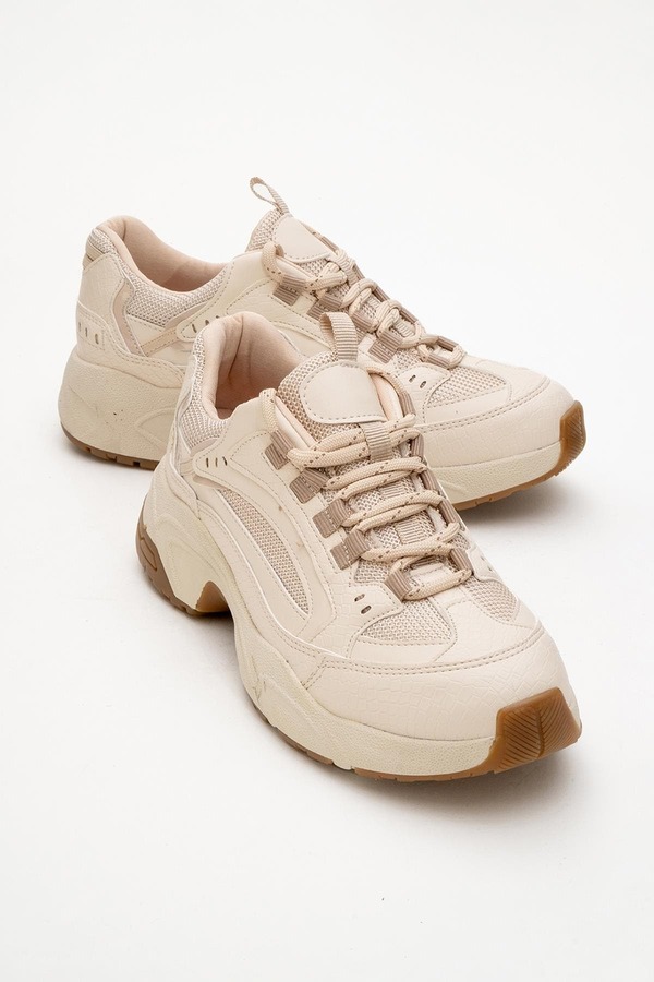 プロローグシューズ レディースニーカー プリント メッシュ Prologue Shoes Bambi Printed Mesh Sneakers (Women) Beige Faux Leather ベージュ｜ReVida 店 29,850円