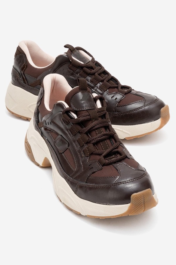 プロローグシューズ レディースニーカー プリント メッシュ Prologue Shoes Bambi Printed Mesh Sneakers (Women) Brown Faux Leather ブラウン｜ReVida 店