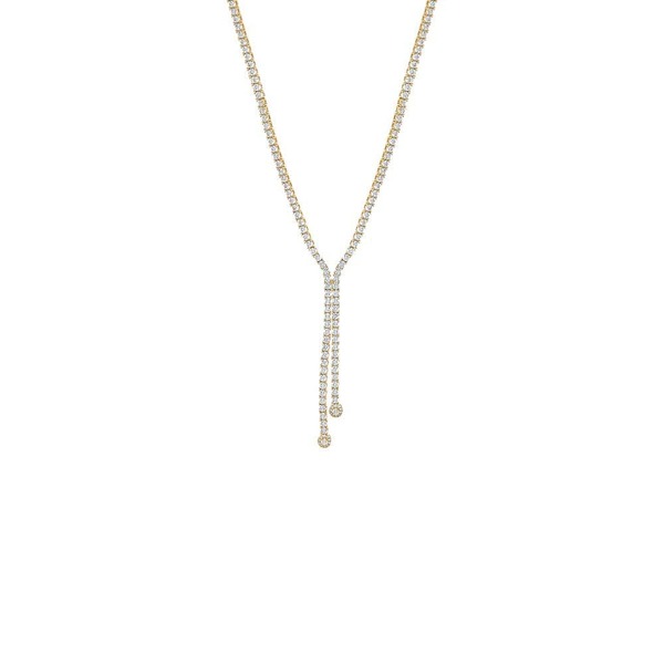 バイ アディナ エデン レディース アクセサリー ネックレス・チョーカー オーバーレイ レース BY ADINA EDEN CZ Double Overlay Drop Lariatennis Necklace Gold ゴールド|ReVida 店