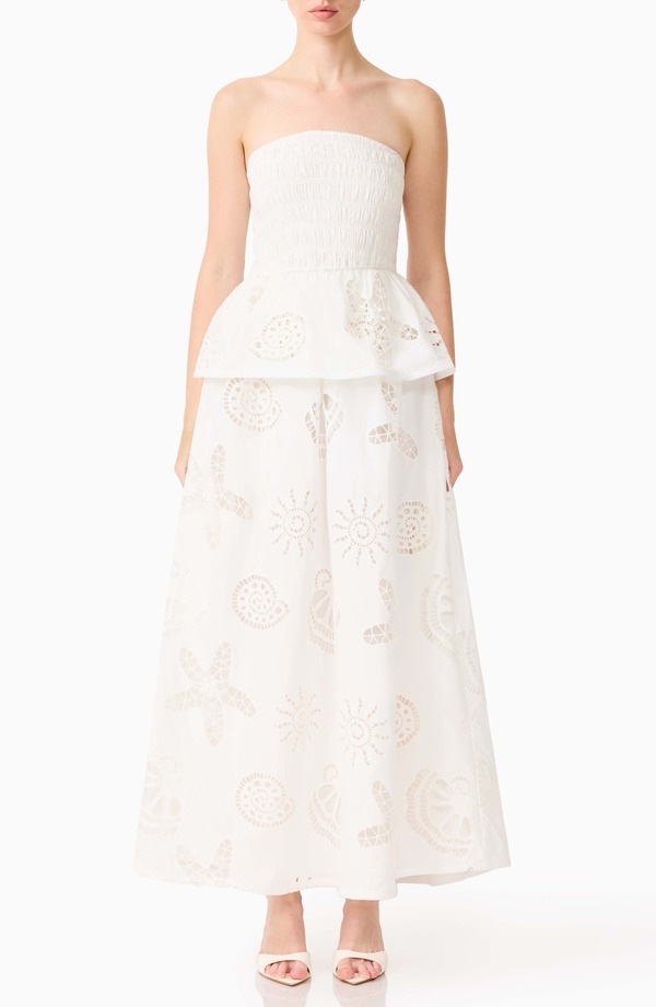 エリアット レディース トップス ワンピーストラップレス Elliatt Shell Broderie Strapless Gown WHITE ホワイト｜ReVida 店