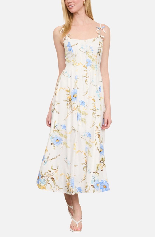 ブルーペッペーブルーペッパー レディース トップス ワンピース フラワー柄 プリント ノースリーブ マキシ フラワー Blu Pepper Floral Print Sleeveless Maxi Dress IVORY MULTI アイボリー｜ReVida 店