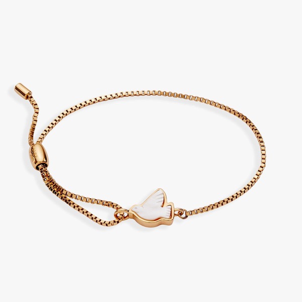 アレックスアンドアニ レディース アクセサリー ブレスレット・バングル・アンクレット Alex and Ani Dove 'Peace' Mother of Pearl Pull Chain Bracelet Gold ゴールド｜ReVida 店