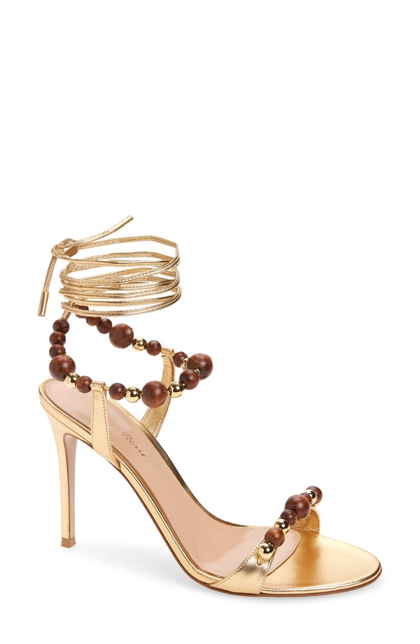 ジャンヴィト ロッシ レディース シューズ スニーカー サンダル アンクル Gianvito Rossi Wood Bead Ankle Wrap Sandal (Women) MEKONG|ReVida 店