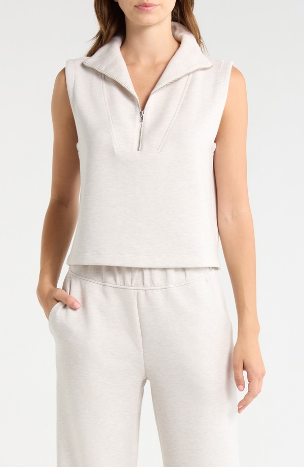 エムピージー レディース トップス シャツ モックネック ハーフジップ ノースリーブ MPG Dreamweave Sleeveless Half Zip Mock Neck Top HTR MOONBEAM｜ReVida 店