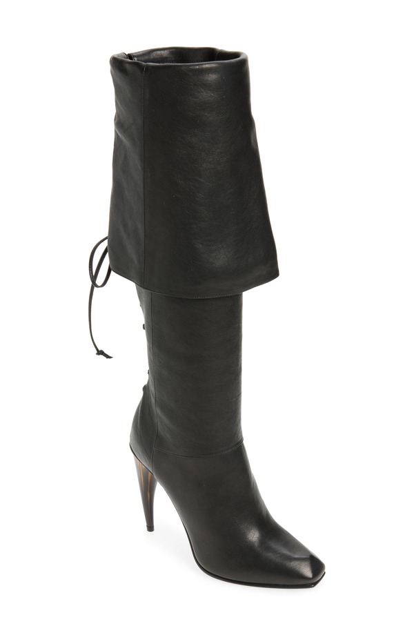 マックイーン レディース シューズ スニーカー ブーツ レース ヒール McQueen Lace-up Cuff Horn Heel Knee High Boot (Women) BLACK ブラック|ReVida 店