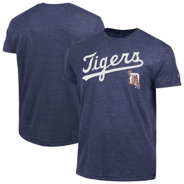 チャンピオン メンズ トップス Tシャツ Men's Champio navy Detroitigers Cooperstown Wordmark Lockup Tri-Blend T-Shirt Navy ネイビー｜ReVida 店