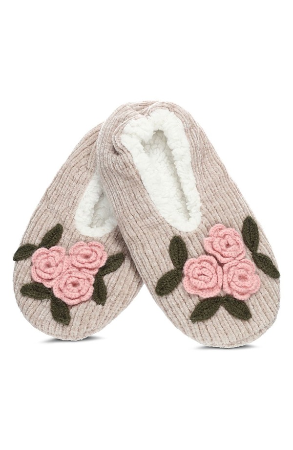メモイ レディース シューズ サンダル MeMoi Coming Up Roses Faux Shearling Lined Slipper Socks (Women) TAUPE トープ｜ReVida 店