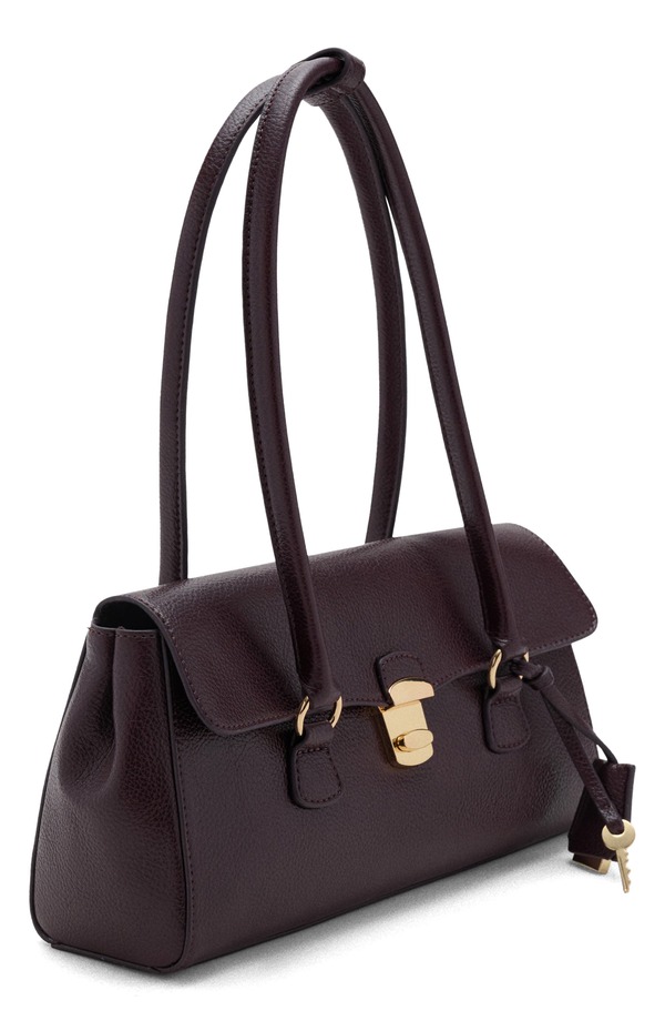 マンゴ レディース バッグ レザー フェイクレザー MANGO City Faux Leather Shoulder Bag BURGUNDY バーガンディ｜ReVida 店