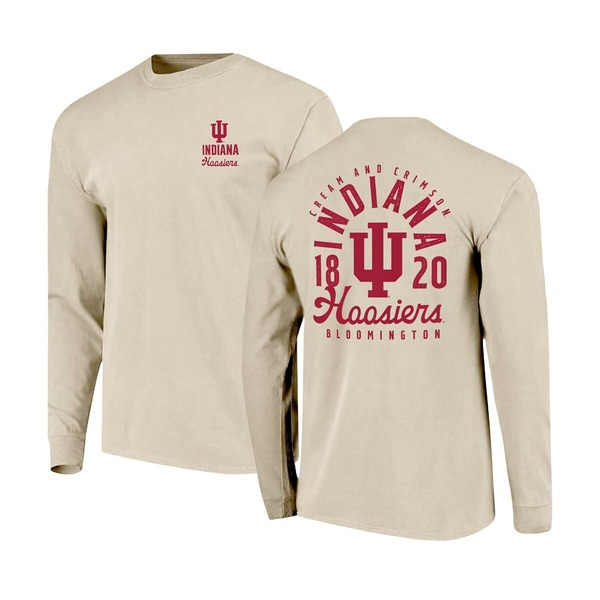 イメージワン メンズ トップス Tシャツ オーバーレイ IMAGE ONE Men's Natural Indiana Hoosiers Comfort Colors Mascot Overlay Long Sleeve T-Shirt Natural｜ReVida 店