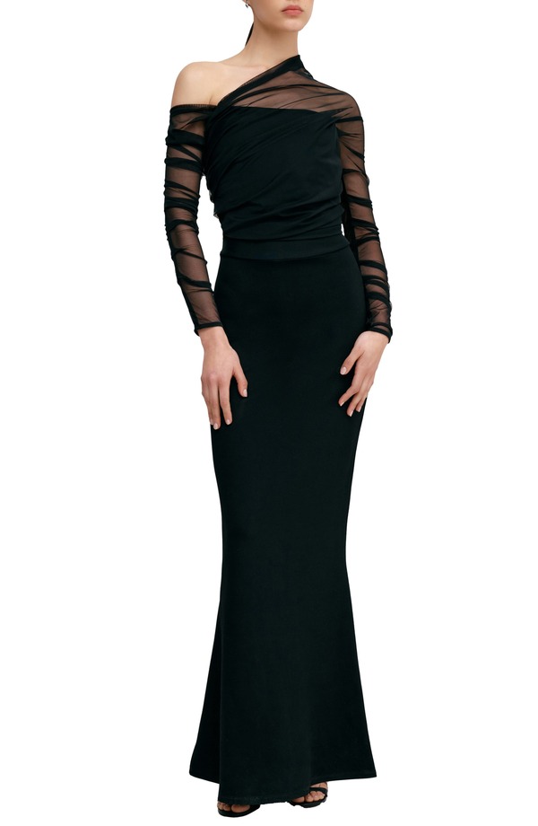 マルセラ レディース トップス ワンピース Marcella Monroe Long Sleeve Mermaid Gown BLACK ブラック｜ReVida 店