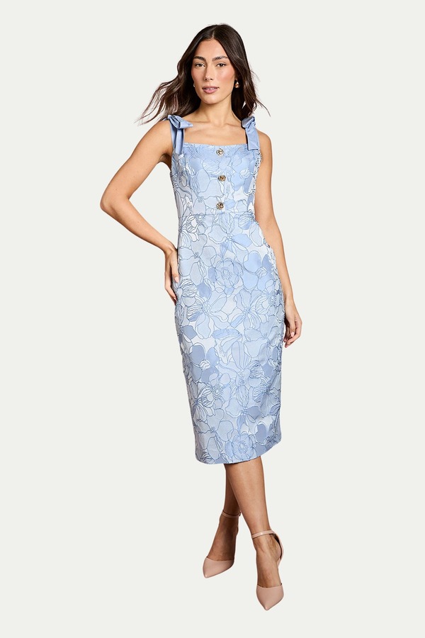 コースト レディース トップス ワンピース Coast Button Detail Pencil Dress Blue ブルー｜ReVida 店