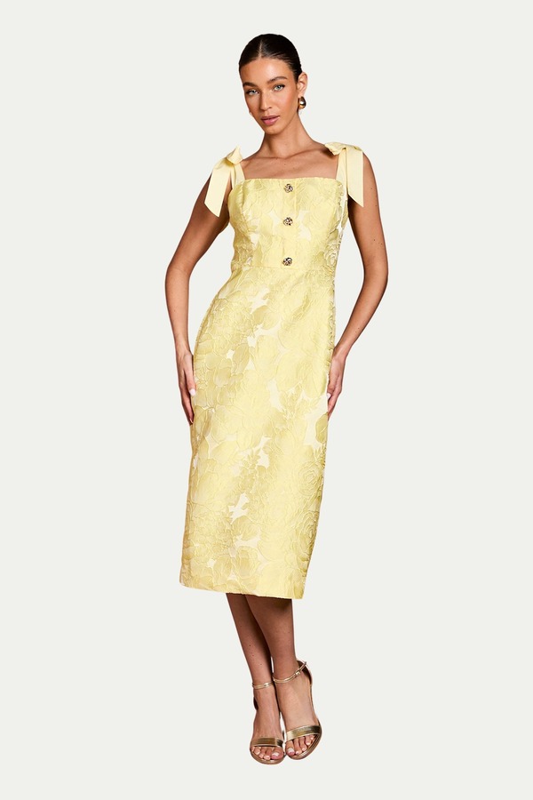 コースト レディース トップス ワンピース Coast Button Detail Pencil Dress Lemon|ReVida 店