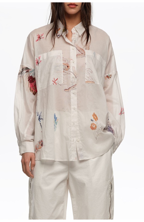 ビンバイローラ レディース トップス シャツ コットン Bimba y Lola Seabed Cotton Oversize Shirt SEABED OFF WHITE オフホワイト｜ReVida 店