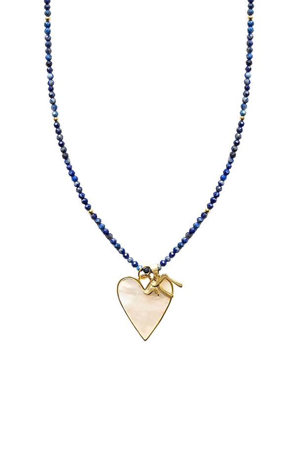 マーリンスヒフ レディース アクセサリー ネックレス・チョーカー レース MARLYN SCHIFF Sylvie Heart & Chai Charm Pendant Necklace GOLD LAPIS ゴールド｜ReVida 店