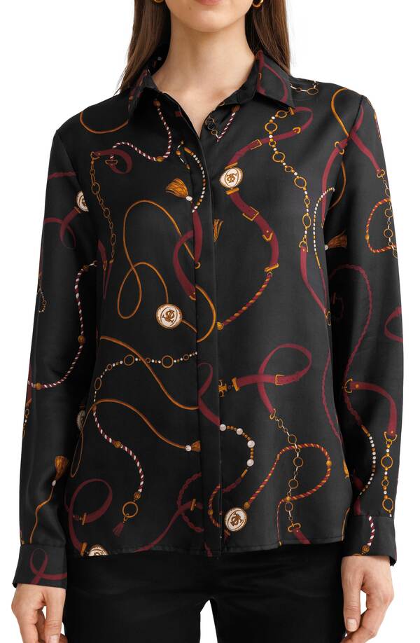 リリーシルク レディース トップス シャツ プリント Lilysilk Women's Louisville Print Silk Shirt Louisville Print|ReVida 店