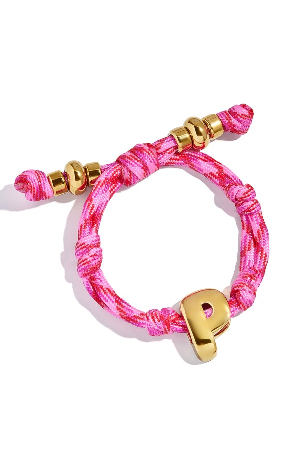 バウブルバー レディース アクセサリー ブレスレット・バングル・アンクレット BaubleBar Knotty Initial Bracelet HOT PINK/ GOLD ピンク｜ReVida 店