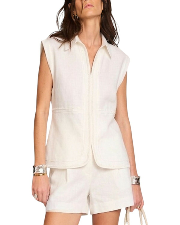 ミルトンベルベット レディース トップス シャツ ノースリーブ リネン MINT VELVET Linen Sleeveless Colla red Shirt Ivory アイボリー|ReVida 店