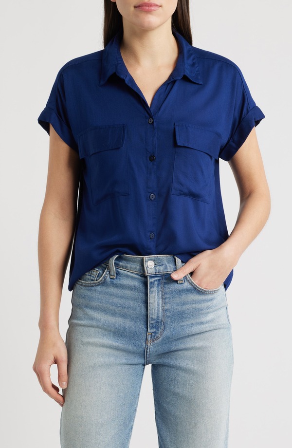 ビーチランチラウンジ レディース トップス シャツ beachlunchlounge Kia Short Sleeve Button-Up Shirt BEACON BLUE ブルー｜ReVida 店 15,155円