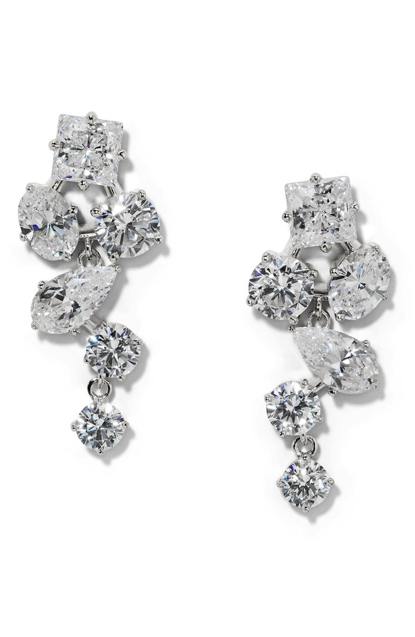 ナディール レディース アクセサリー ピアス・イヤリング Nadri Lucia Cubic Zirconia Cluster Drop Earrings RHODIUM|ReVida 店