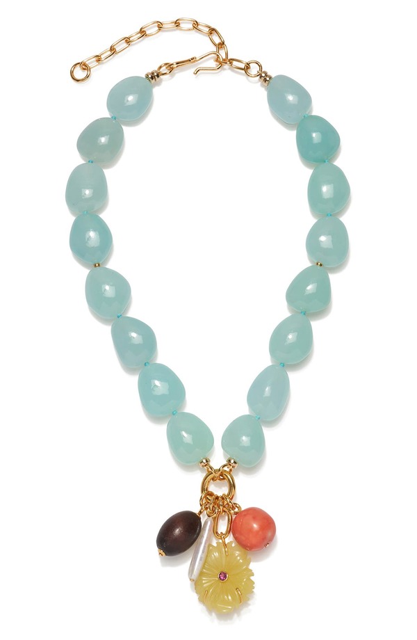 リジーフォートュネート レディース アクセサリー ネックレス・チョーカー レース Lizzie Fortunato Cordoba Jade & Freshwater Pearl Charm Necklace AQUA MULTI アクア｜ReVida 店