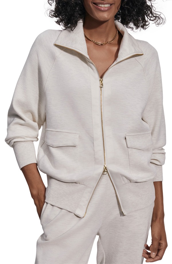 バーレイ レディース アウター パーカー・スウェット シャツ Varley Roxbury Zip-Up Sweatshirt Ivory Marl アイボリー｜ReVida 店
