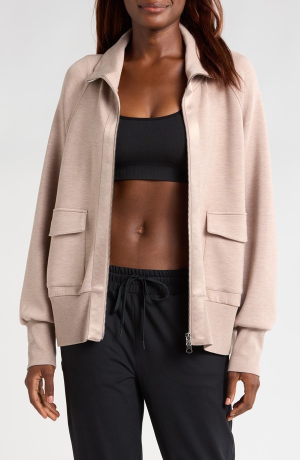 バーレイ レディース アウター パーカー・スウェット シャツ Varley Roxbury Zip-Up Sweatshirtaupe Marl マール｜ReVida 店