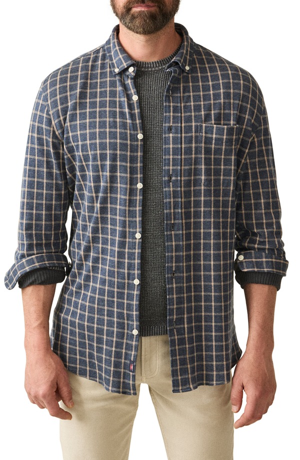 ファレティ メンズ トップス プルオーバー 打ち倒す 編み物 Faherty Coastline Knit Button-Down Shirtwilight Check 照合のしるし カジュアルシャツ-トップス