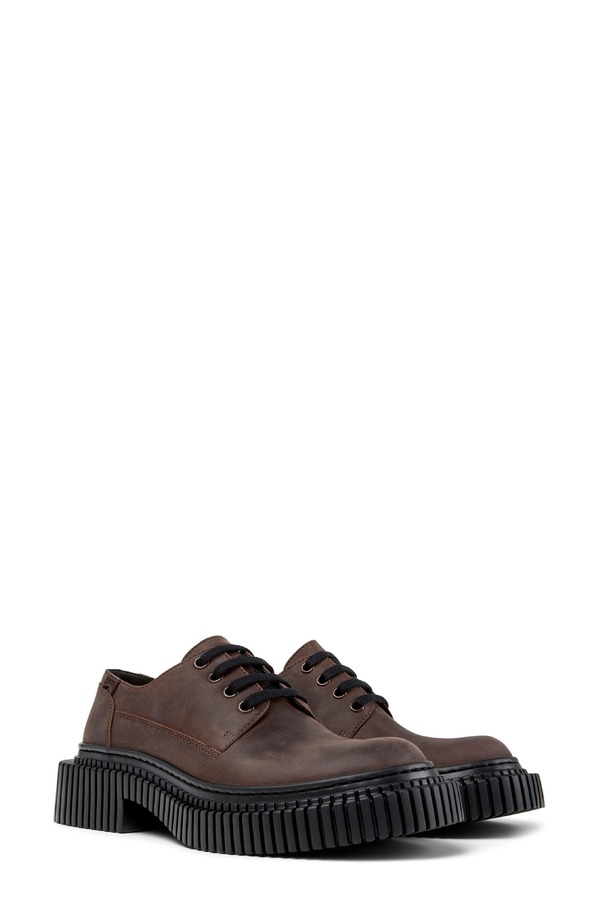 カンペール レディース シューズ パンプス 競り合い Camper Pix Berlin Derby Dark Brown 赤銅色