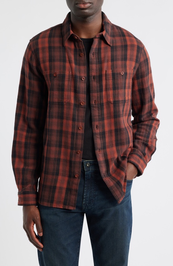 エージー メンズ トップス シャツ AG Mason Plaid Flannel Button-Up Shirt Burgundy Multi バーガンディ|ReVida 店