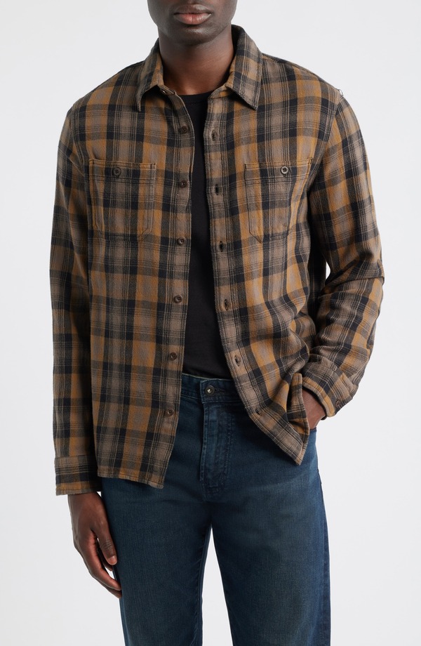 エージー メンズ トップス シャツ AG Mason Plaid Flannel Button-Up Shirt Yellow Multi イエロー｜ReVida 店