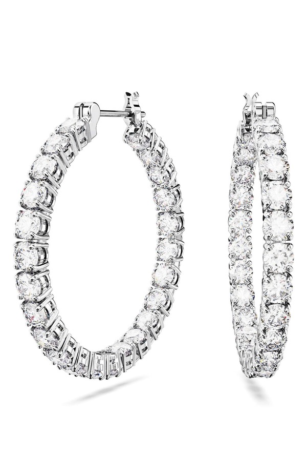 スワロフスキー レディース アクセサリー ピアス・イヤリング Swarovski Matrix Tennis Hoop Earrings NO COLOR｜ReVida 店